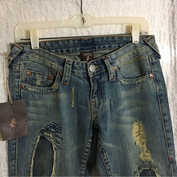 True Religion NWT Bootcut Distressed Jeans Size 27 - Picture 6 of 14